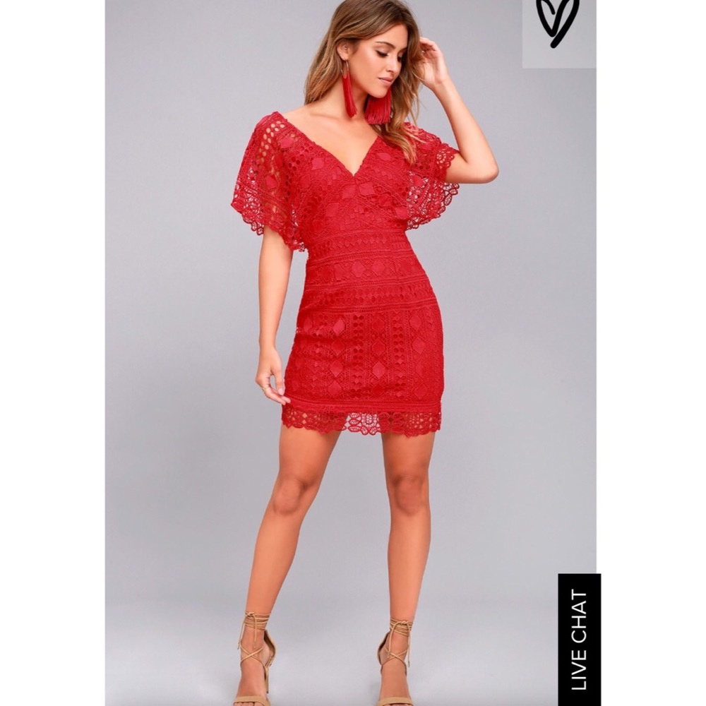 lulu’s red crochet dress